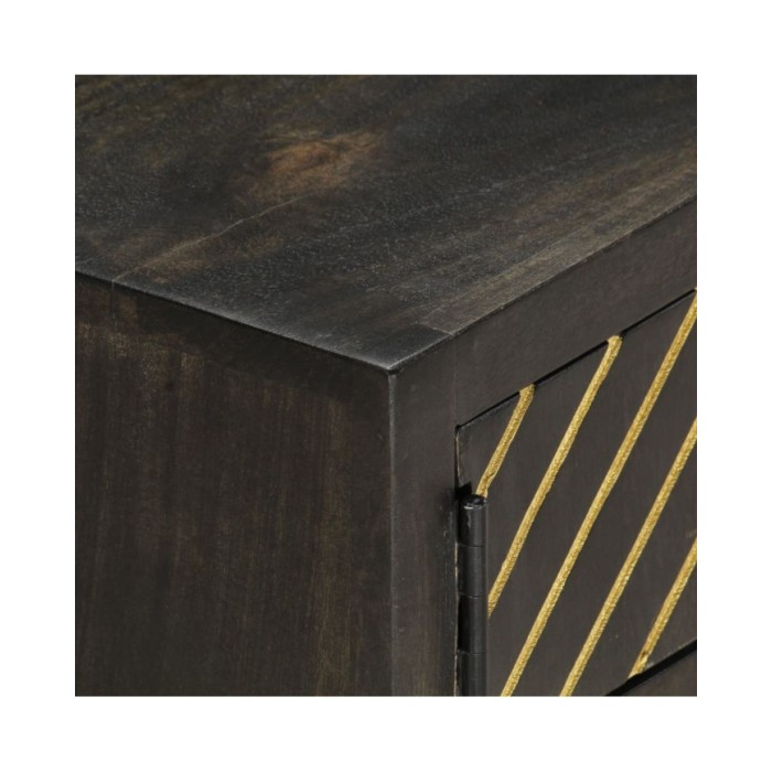 Table basse Noir et doré 90x50x35 cm Bois solide de manguier