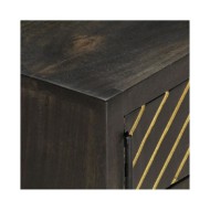 Table basse Noir et doré 90x50x35 cm Bois solide de manguier