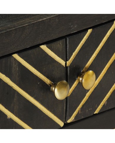 Table basse Noir et doré 90x50x35 cm Bois solide de manguier