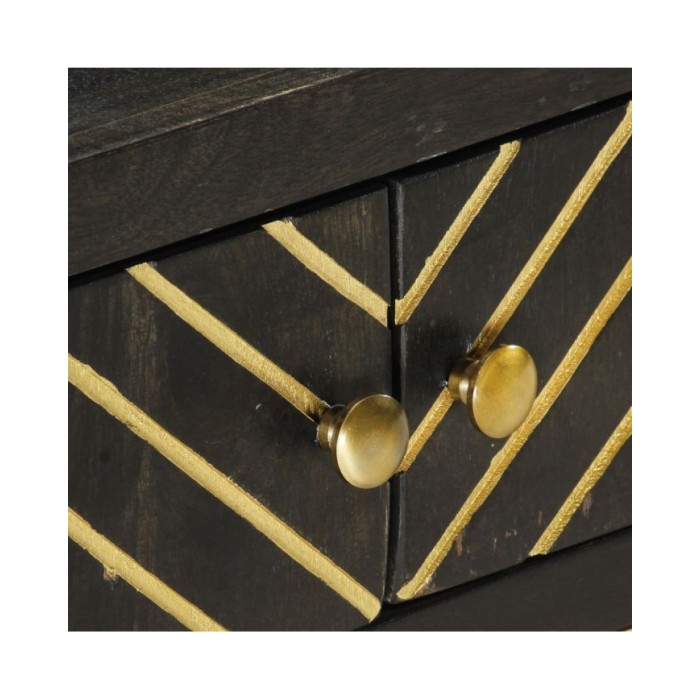 Table basse Noir et doré 90x50x35 cm Bois solide de manguier