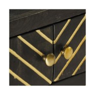 Table basse Noir et doré 90x50x35 cm Bois solide de manguier