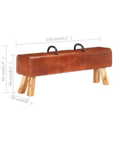 Banc cheval d'arçon vintage Cuir véritable de chèvre 