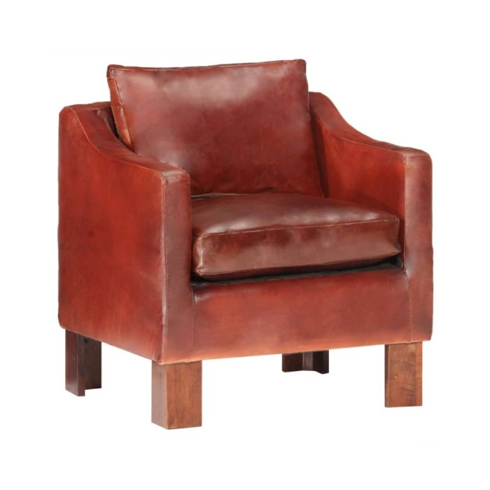 Fauteuil Marron foncé Cuir véritable 
