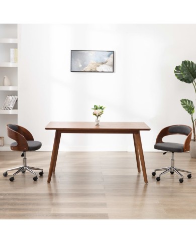 Chaise pivotante de salle à manger Gris Bois courbé et tissu