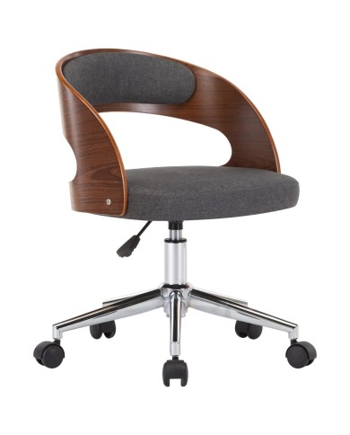 Chaise pivotante de salle à manger Gris Bois courbé et tissu