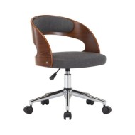 Chaise pivotante de salle à manger Gris Bois courbé et tissu