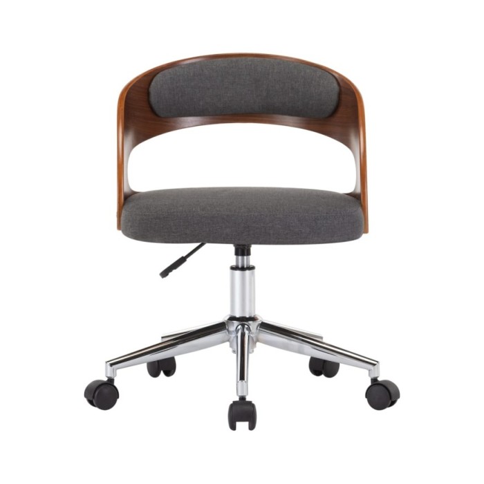 Chaise pivotante de salle à manger Gris Bois courbé et tissu