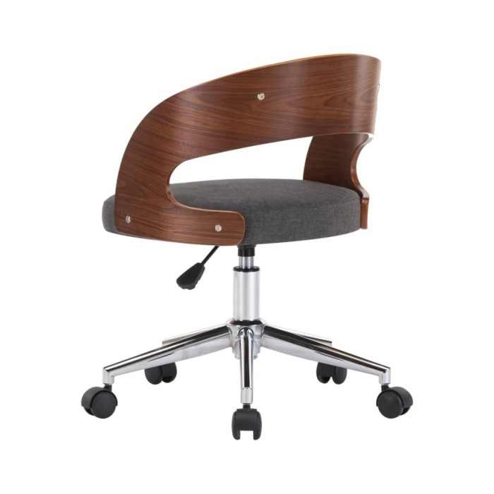 Chaise pivotante de salle à manger Gris Bois courbé et tissu