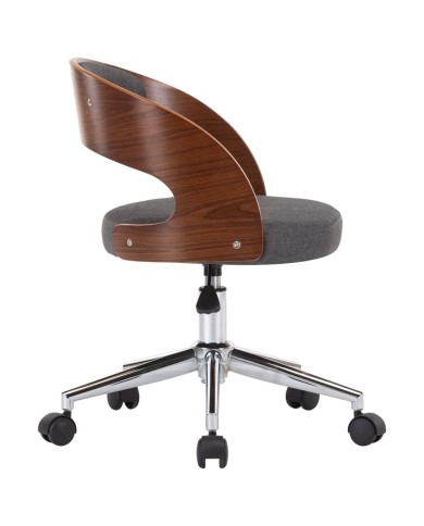 Chaise pivotante de salle à manger Gris Bois courbé et tissu