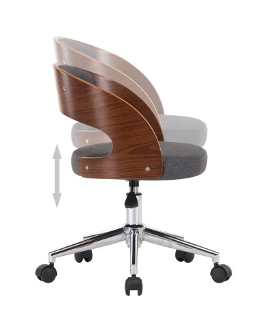 Chaise pivotante de salle à manger Gris Bois courbé et tissu