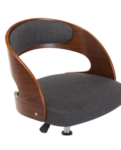 Chaise pivotante de salle à manger Gris Bois courbé et tissu