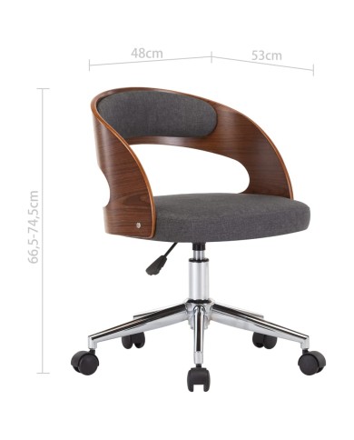 Chaise pivotante de salle à manger Gris Bois courbé et tissu