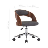 Chaise pivotante de salle à manger Gris Bois courbé et tissu