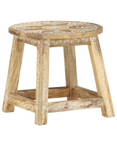 Tabouret peint à la main 38x38x35 cm Bois de manguier solide