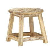 Tabouret peint à la main 38x38x35 cm Bois de manguier solide