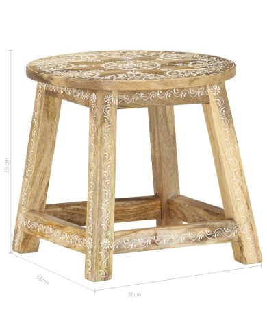 Tabouret peint à la main 38x38x35 cm Bois de manguier solide