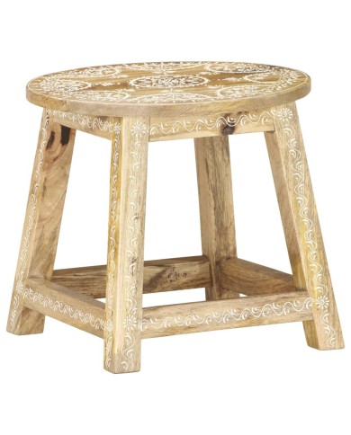 Tabouret peint à la main 38x38x35 cm Bois de manguier solide