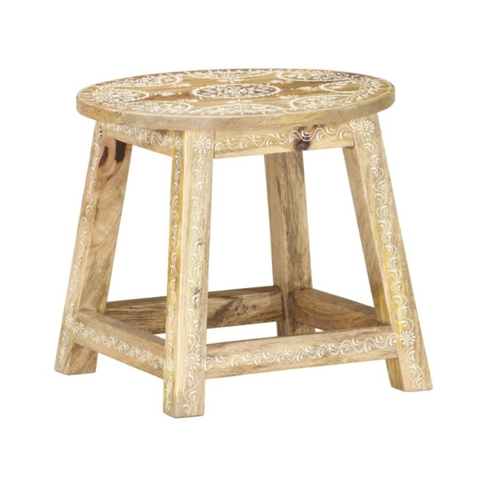 Tabouret peint à la main 38x38x35 cm Bois de manguier solide