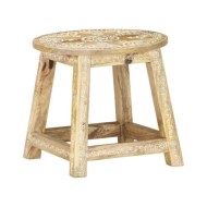 Tabouret peint à la main 38x38x35 cm Bois de manguier solide