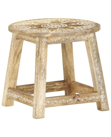 Tabouret peint à la main 38x38x35 cm Bois de manguier solide