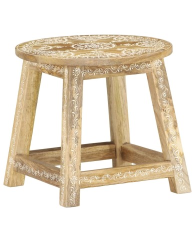 Tabouret peint à la main 38x38x35 cm Bois de manguier solide