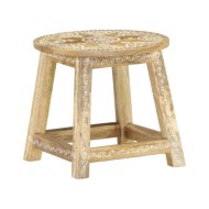 Tabouret peint à la main 38x38x35 cm Bois de manguier solide