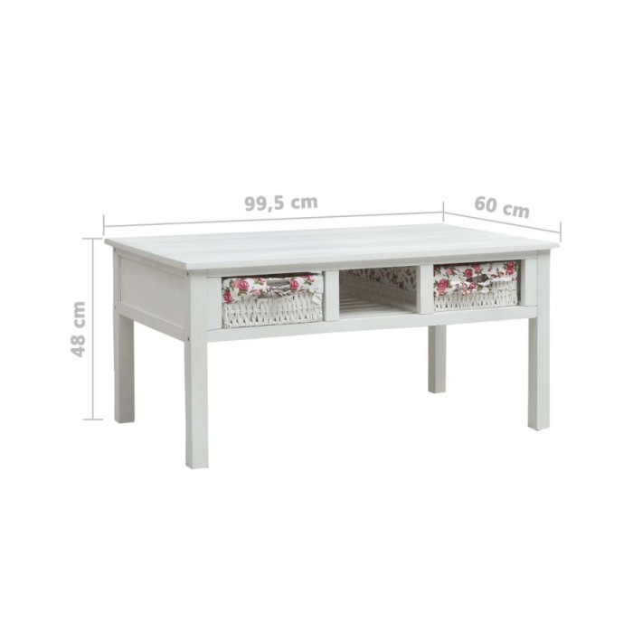 Table basse Blanc 99,5 x 60 x 48 cm Bois