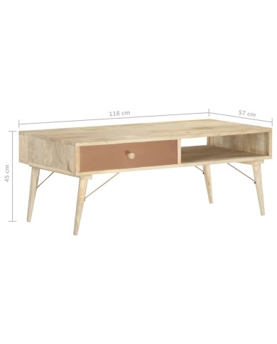 Table basse 118x57x45 cm Bois de manguier massif