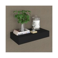 Étagère murale flottante avec tiroir Noir 48x25x8 cm