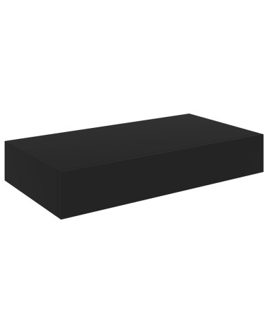 Étagère murale flottante avec tiroir Noir 48x25x8 cm