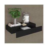 Étagère murale flottante avec tiroir Noir 48x25x8 cm