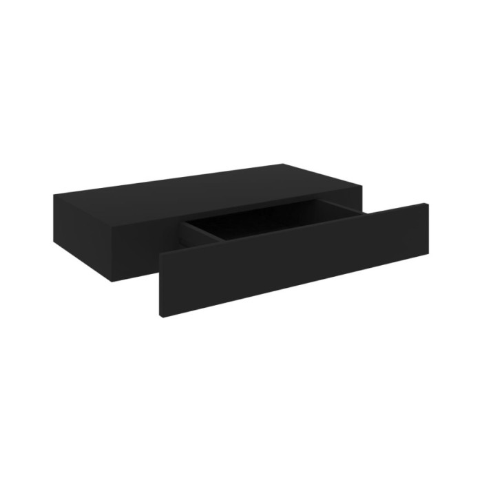 Étagère murale flottante avec tiroir Noir 48x25x8 cm