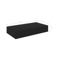 Étagère murale flottante avec tiroir Noir 48x25x8 cm