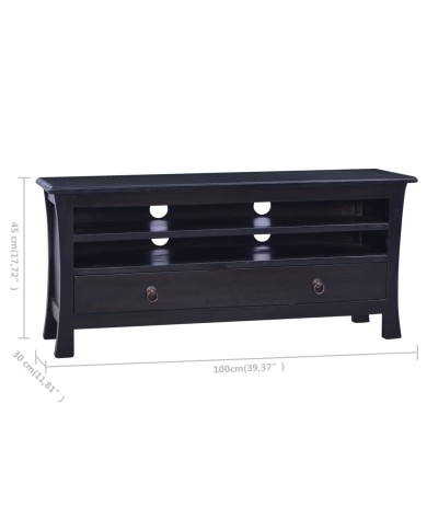 Meuble TV Café noir clair 100x30x45 cm Bois d'acajou massif