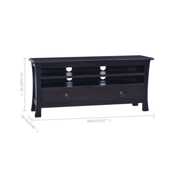Meuble TV Café noir clair 100x30x45 cm Bois d'acajou massif