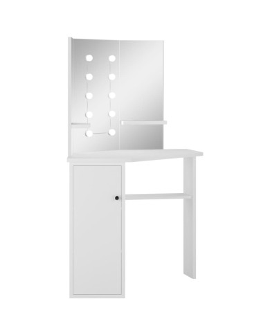 Coiffeuse d'angle avec lumière LED Blanc 