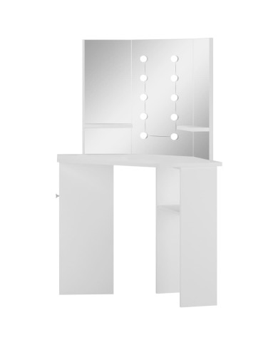 Coiffeuse d'angle avec lumière LED Blanc 