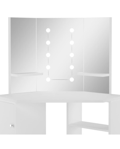 Coiffeuse d'angle avec lumière LED Blanc 