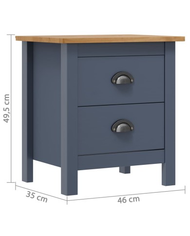 Table de chevet Hill Range Gris 46x35x49,5cm Bois de pin solide