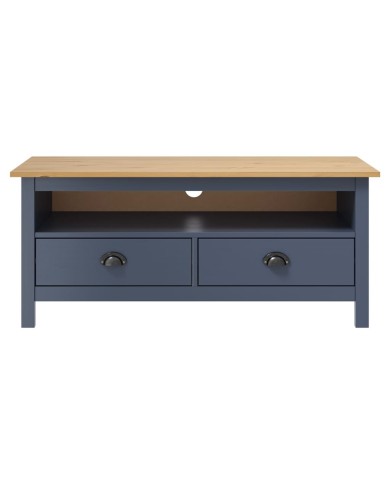 Meuble TV Hill Range Gris 110x40x47 cm Bois de pin solide