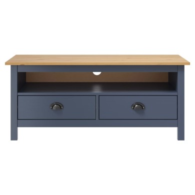 Meuble TV Hill Range Gris 110x40x47 cm Bois de pin solide