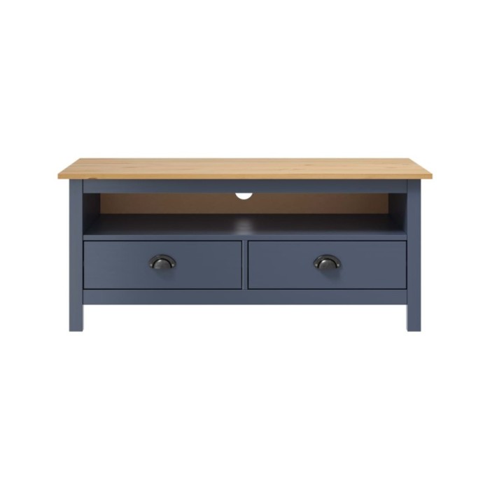 Meuble TV Hill Range Gris 110x40x47 cm Bois de pin solide