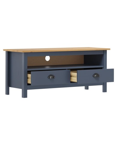 Meuble TV Hill Range Gris 110x40x47 cm Bois de pin solide