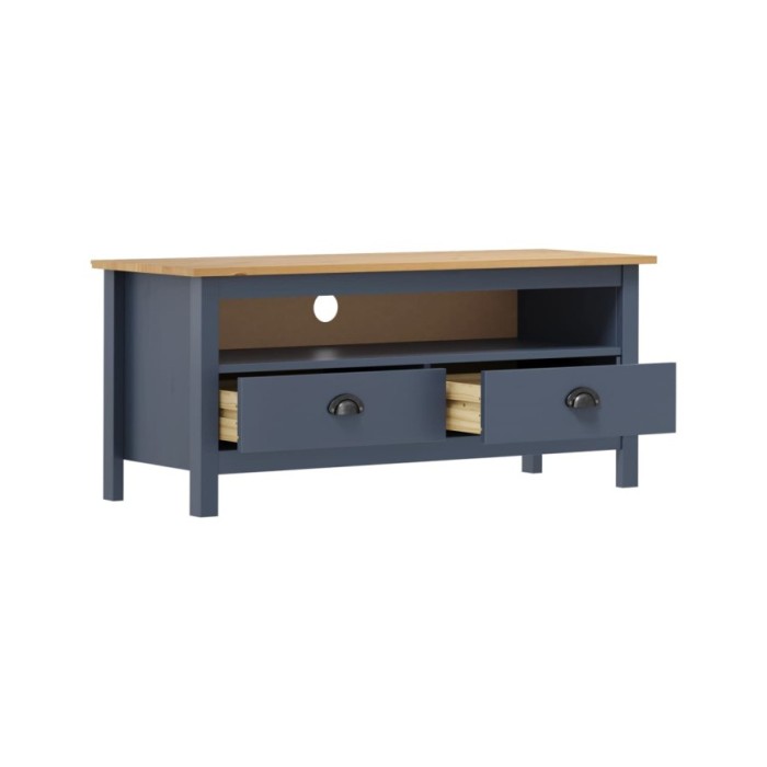 Meuble TV Hill Range Gris 110x40x47 cm Bois de pin solide