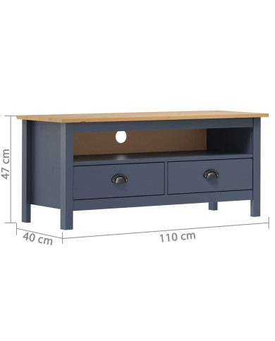 Meuble TV Hill Range Gris 110x40x47 cm Bois de pin solide