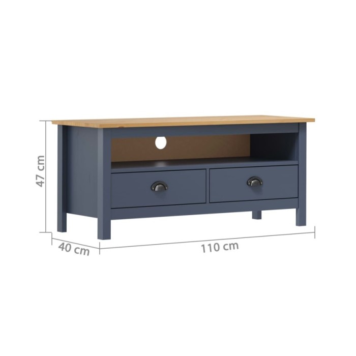 Meuble TV Hill Range Gris 110x40x47 cm Bois de pin solide