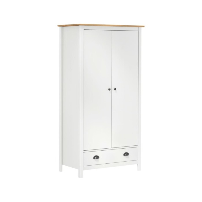 Garde-robe à 2 portes Hill Range Blanc 89x50x170 cm Pin solide