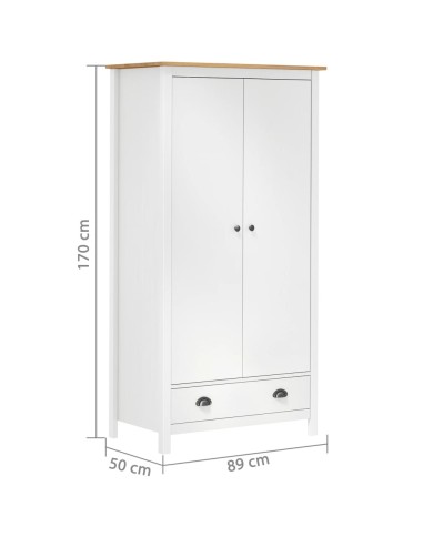 Garde-robe à 2 portes Hill Range Blanc 89x50x170 cm Pin solide