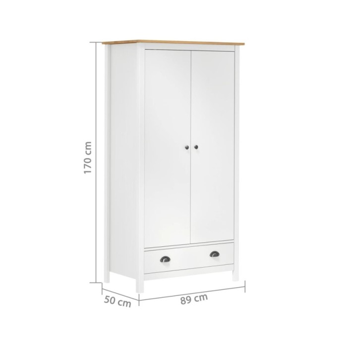 Garde-robe à 2 portes Hill Range Blanc 89x50x170 cm Pin solide