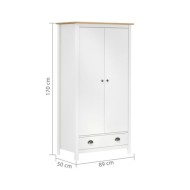 Garde-robe à 2 portes Hill Range Blanc 89x50x170 cm Pin solide